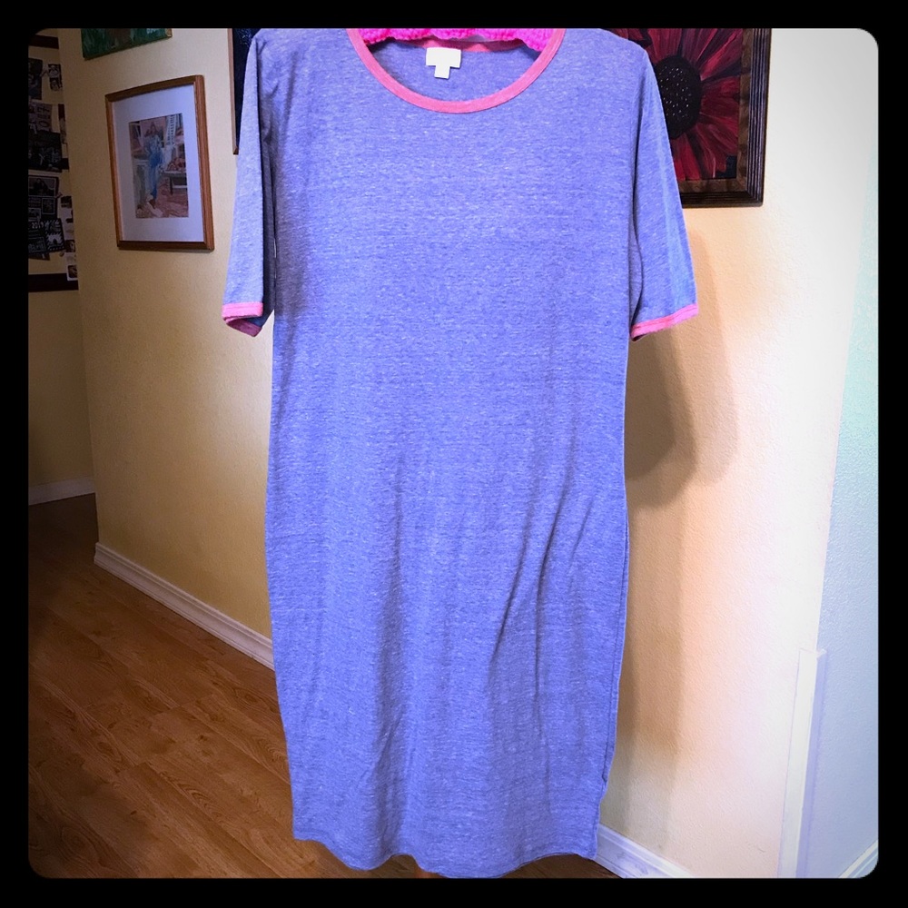 LuLaRoe ❤️Julia❤️ Casual Gray and Pink Women's Dress